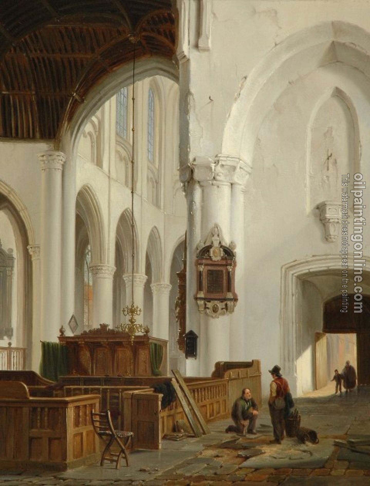 Bartholomeus Johannes Van Hove - Interieur van de Grote Kerk in Den Haag